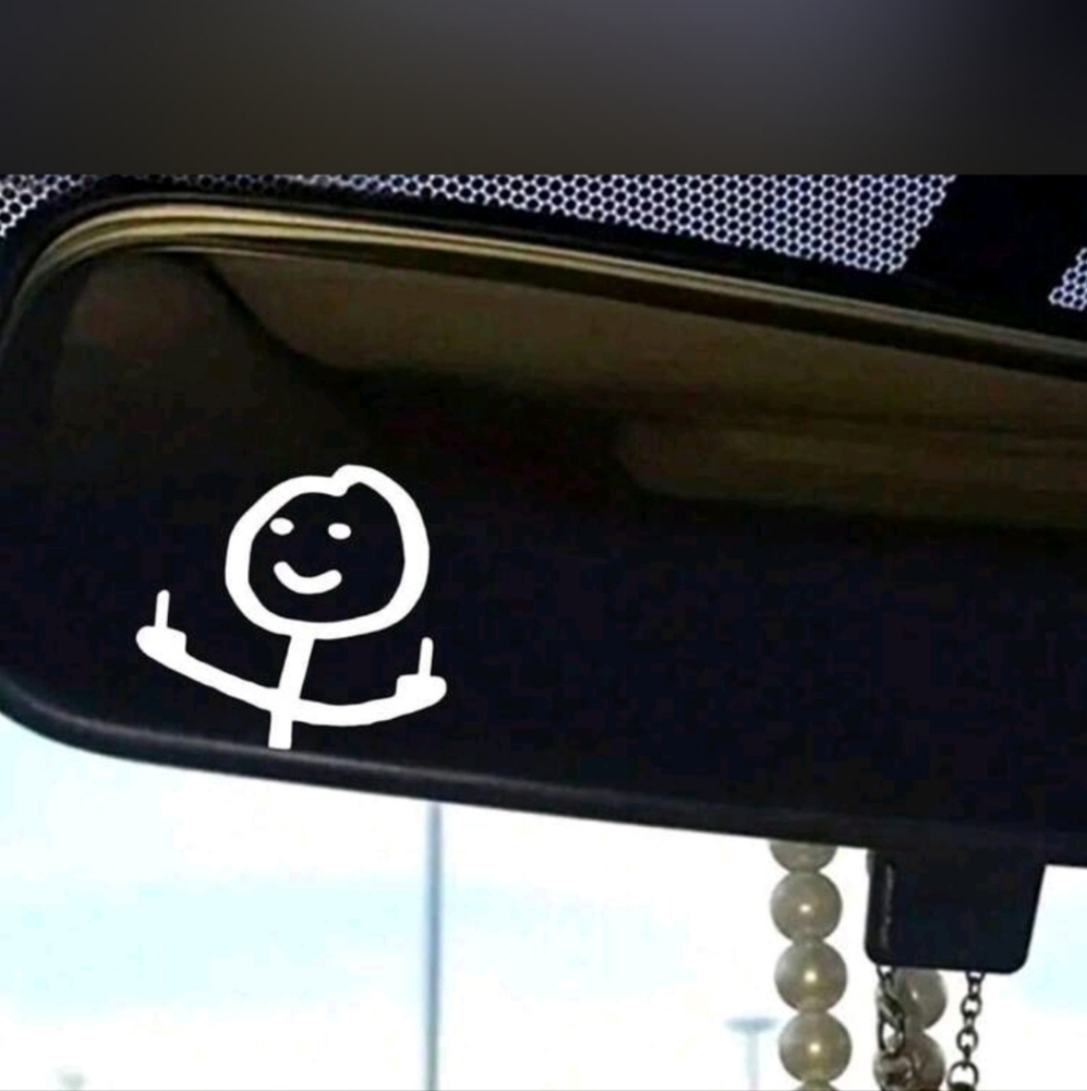 Vinyl Middle Finger Sticker White Waterproof- Mirror, Bumper, Motorcycle Helmet
